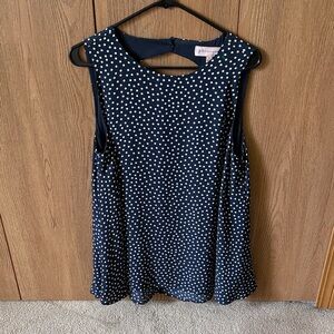 Philosophy Navy and White Polka Dot Sleeveless Top